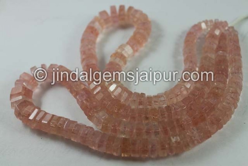 Peach Morganite Step Cut Roundelle Beads